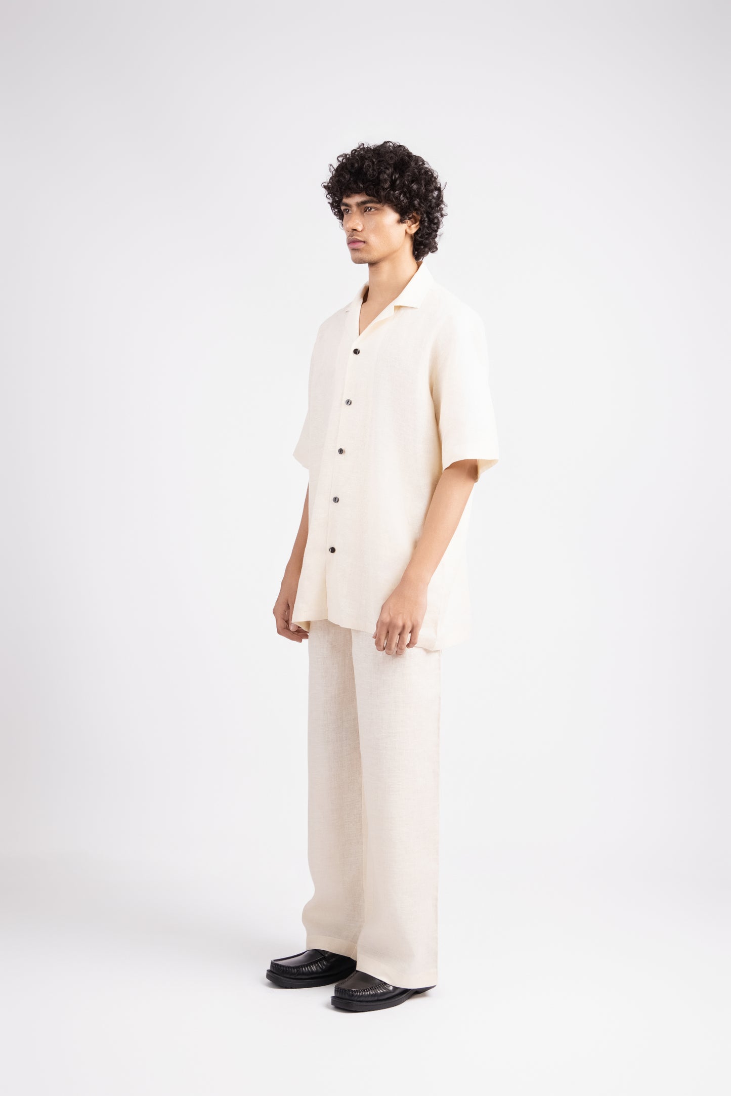 Linen Relaxed Fit Trousers - Cream