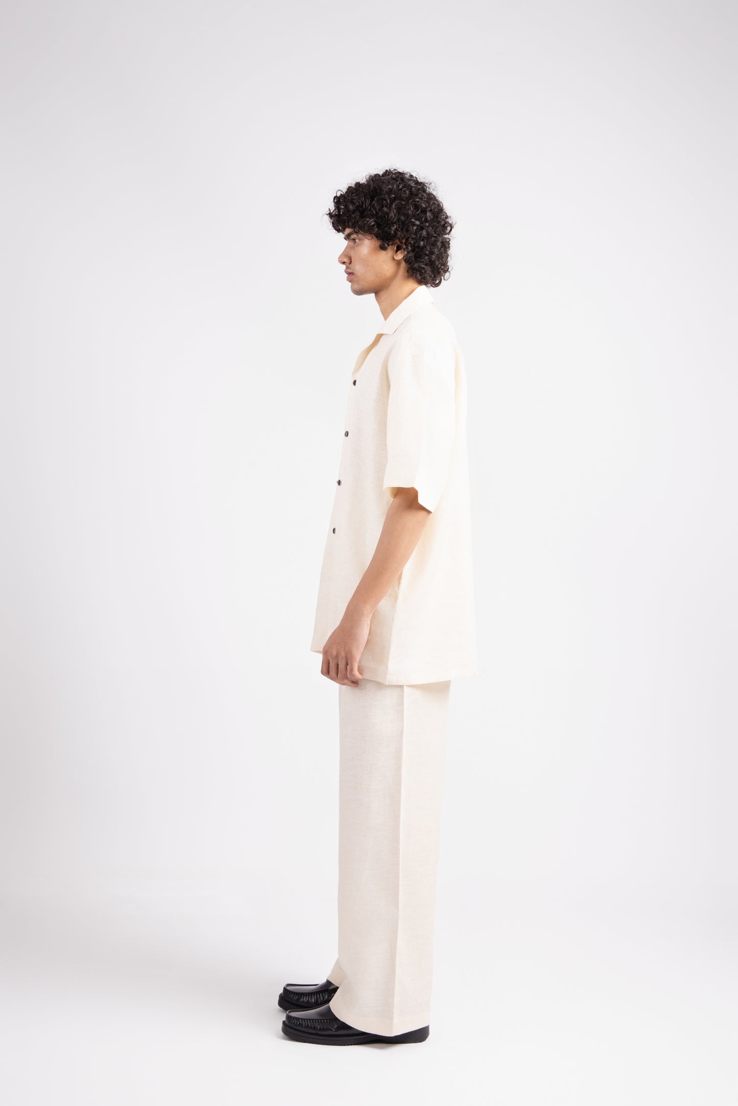 Linen Relaxed Fit Trousers - Cream