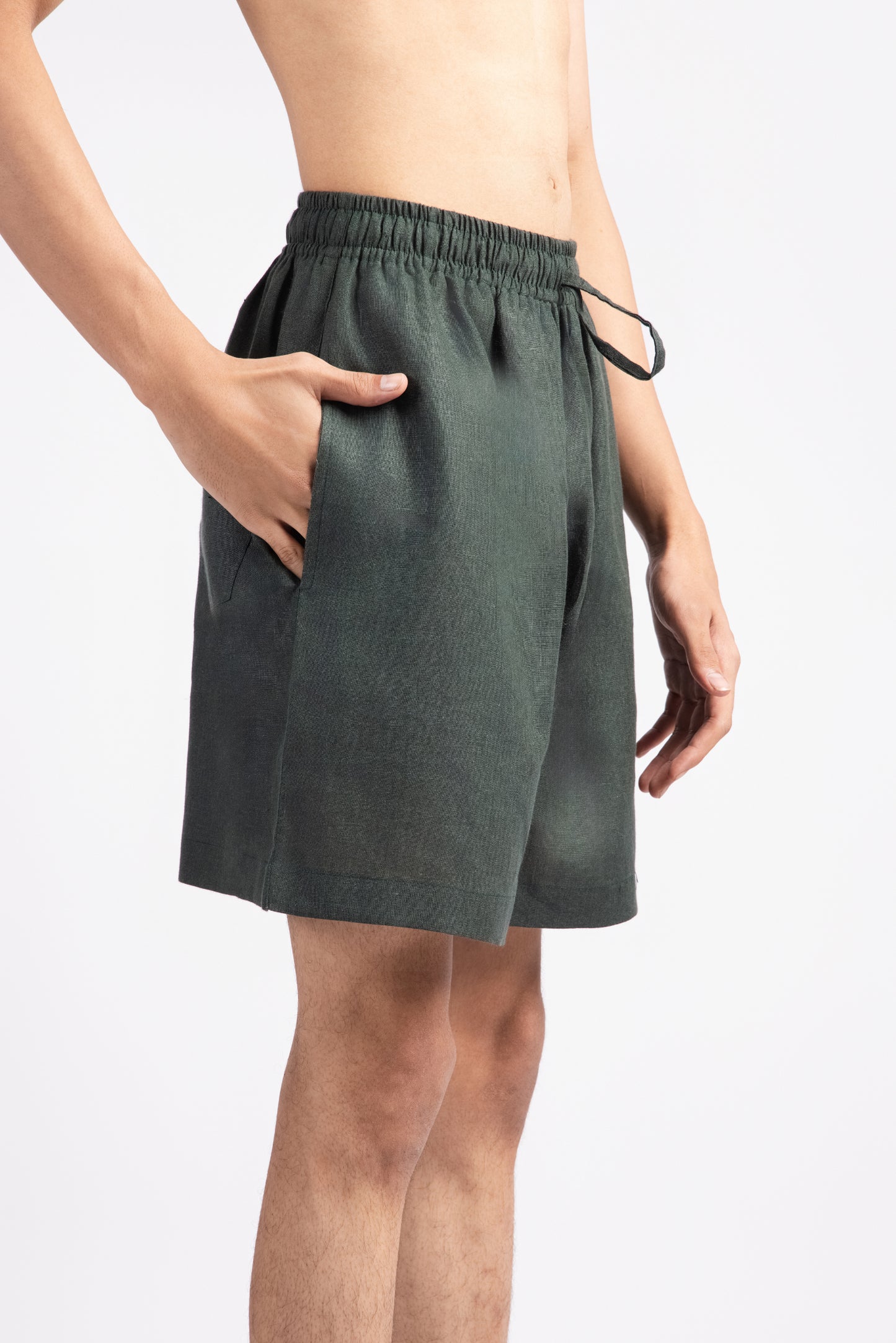Linen Shorts - Evergreen