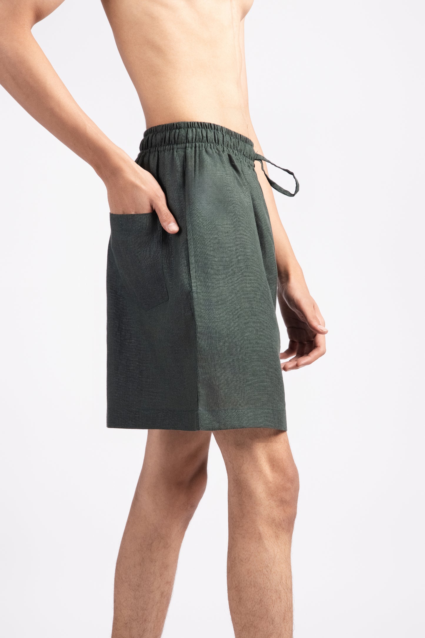 Linen Shorts - Evergreen