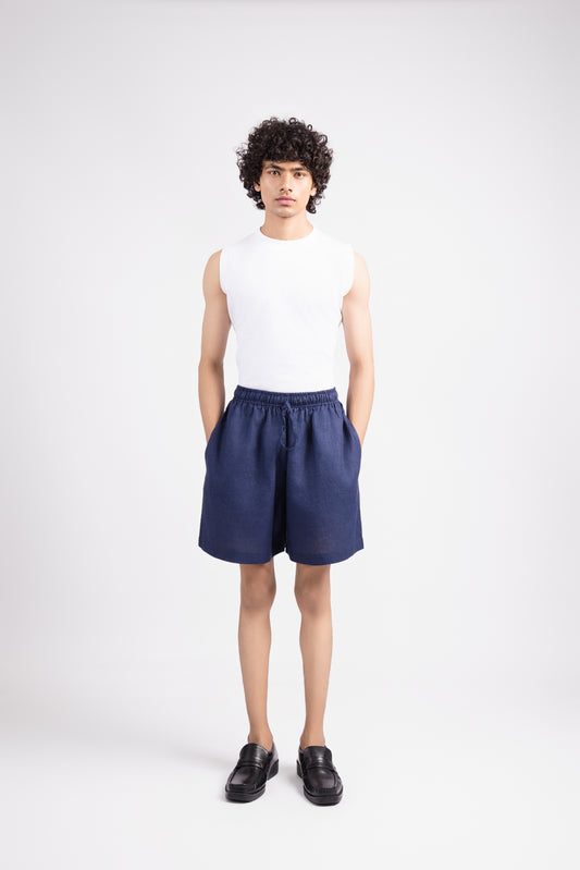 Linen Shorts - Navy