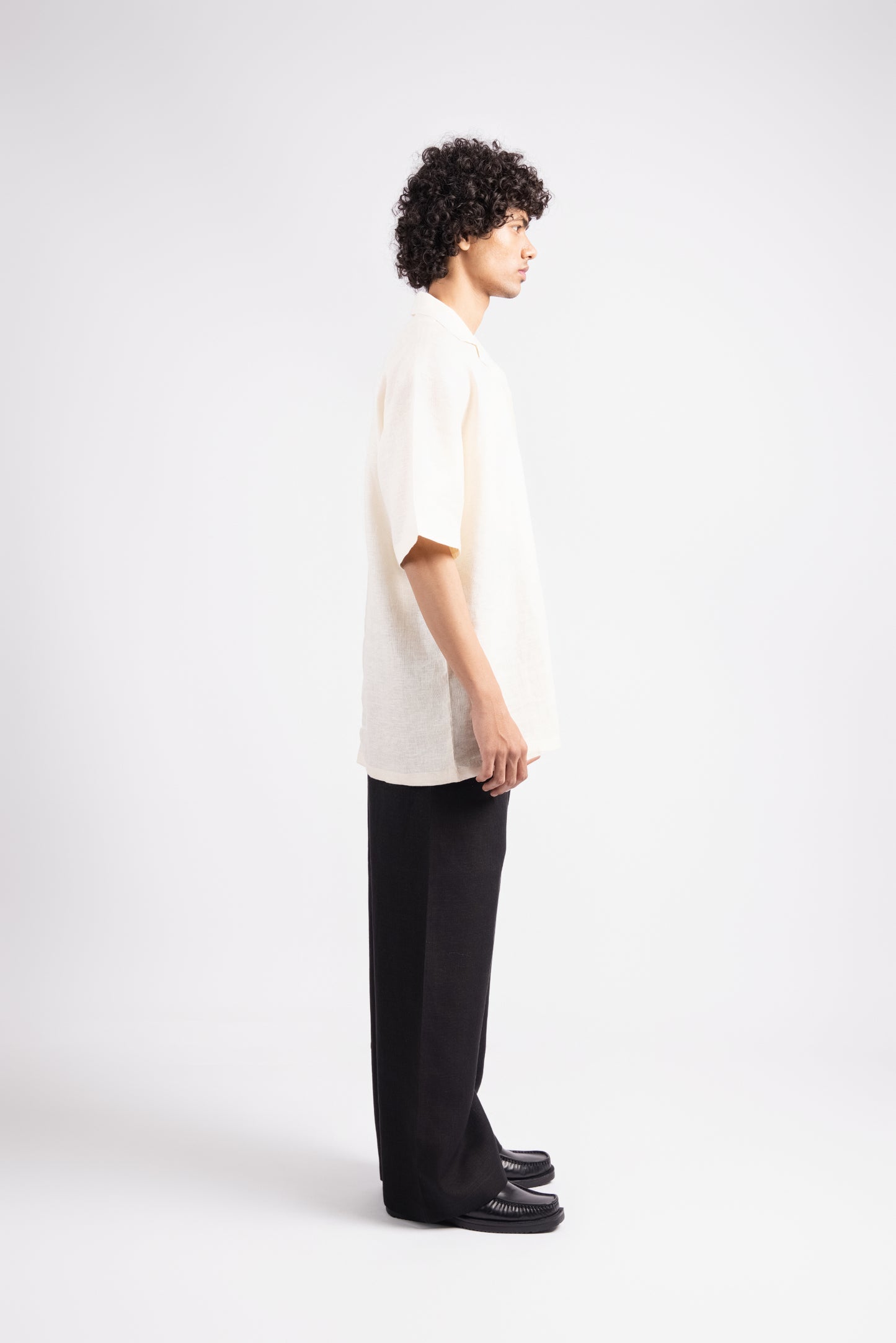 Linen Relaxed Fit Trousers - Black